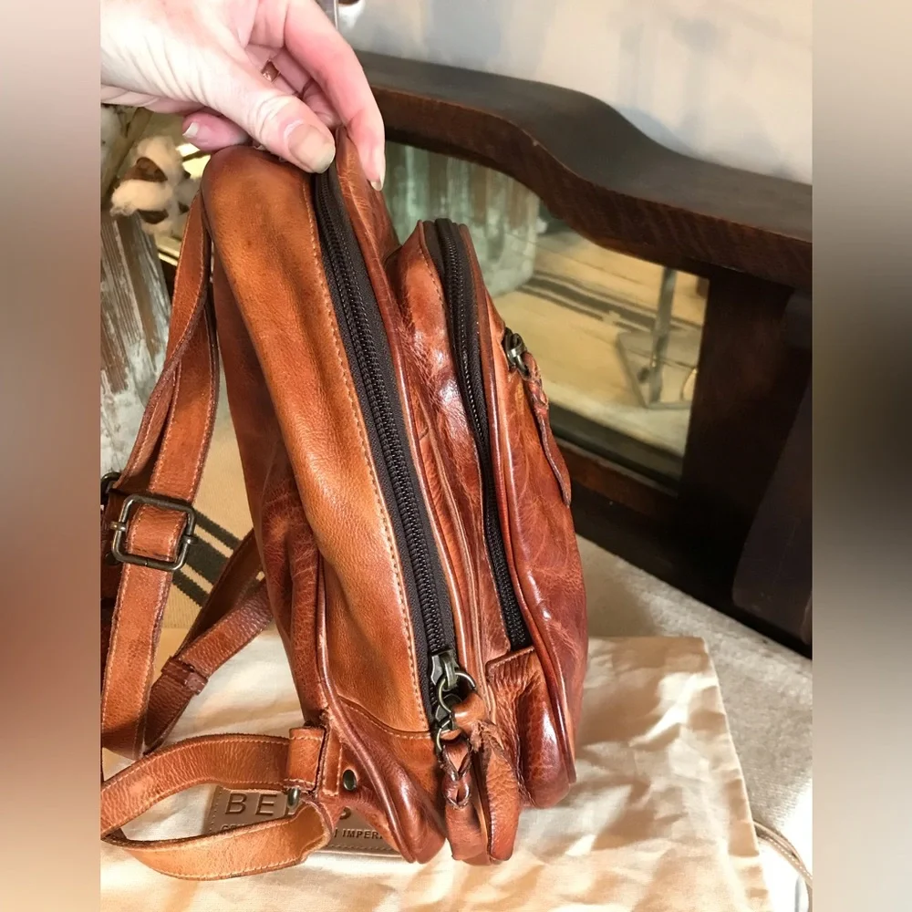 NWOT Bed Stu Leather Dominque Backpack Cognac DD Retail $235